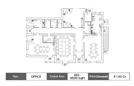 Sunteck Pinnacle Office floor plan, 383 sq ft carpet area